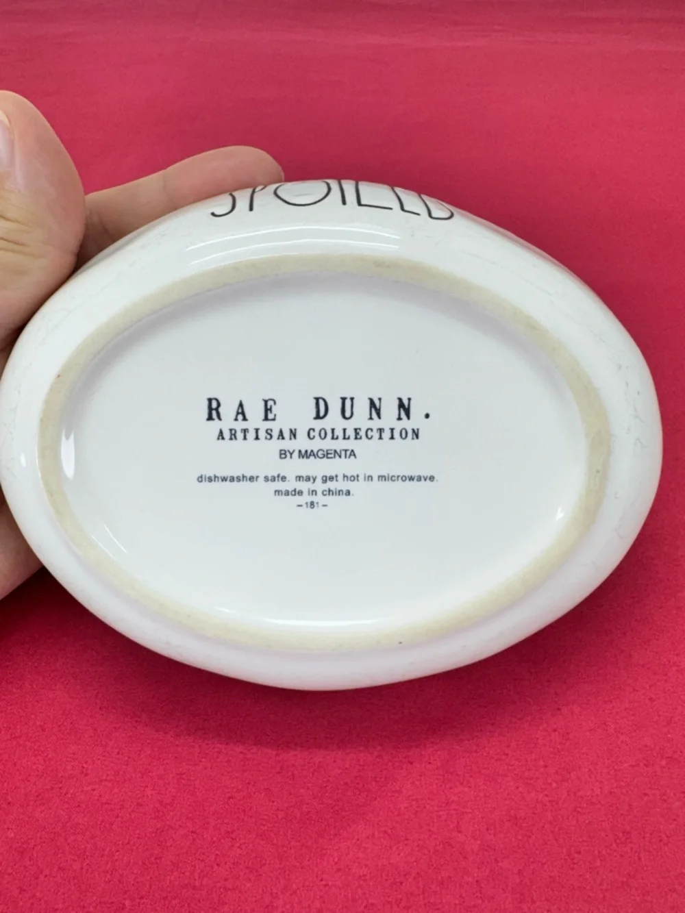 Rae Dunn Pink Ceramic 'SPOILED' Pet Dish - Picture 4 of 6